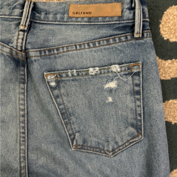 GRLFRND WOMEN'S BLUE TWO TONE COTTON STRAIGHT-LEG HELENA JEANS Size 26 - Picture 6 of 7